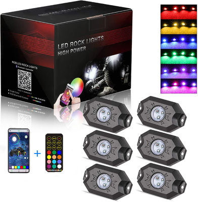 LED Bluetooth RGB 4pods Lampu Underglow Mobil Berkedip Batu