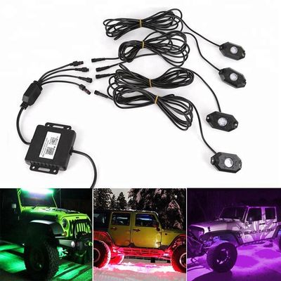 LED Bluetooth RGB 4pods Lampu Underglow Mobil Berkedip Batu