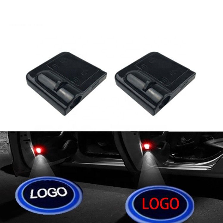 Logo 2 lembar Lampu Proyektor Pintu 2,3 ​​cm, Proyektor Pintu Mobil Led Nirkabel 4,5v